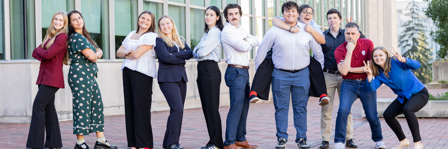 Group of career staff and students outside